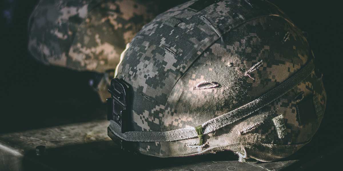 Camouflage helmets from the armed forces